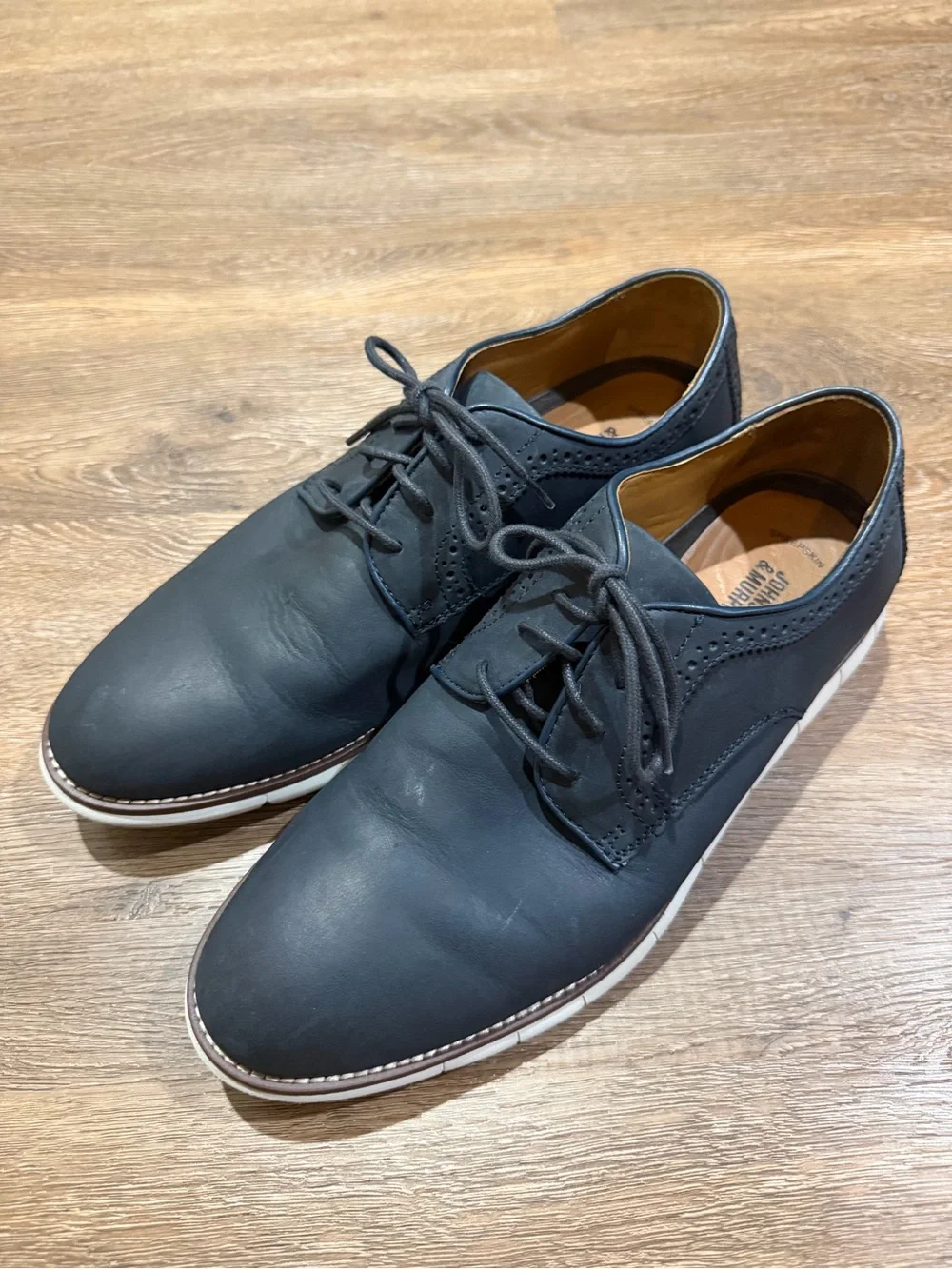 Johnston & Murphy Men’s 9M Navy Leather Plain Toe Oxford Casual Shoes